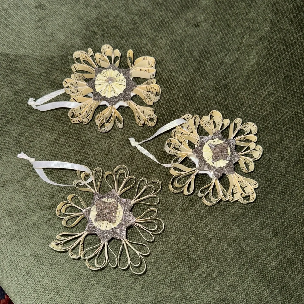 3/ Vintage Pottery Barn Glittered Paper Ornament